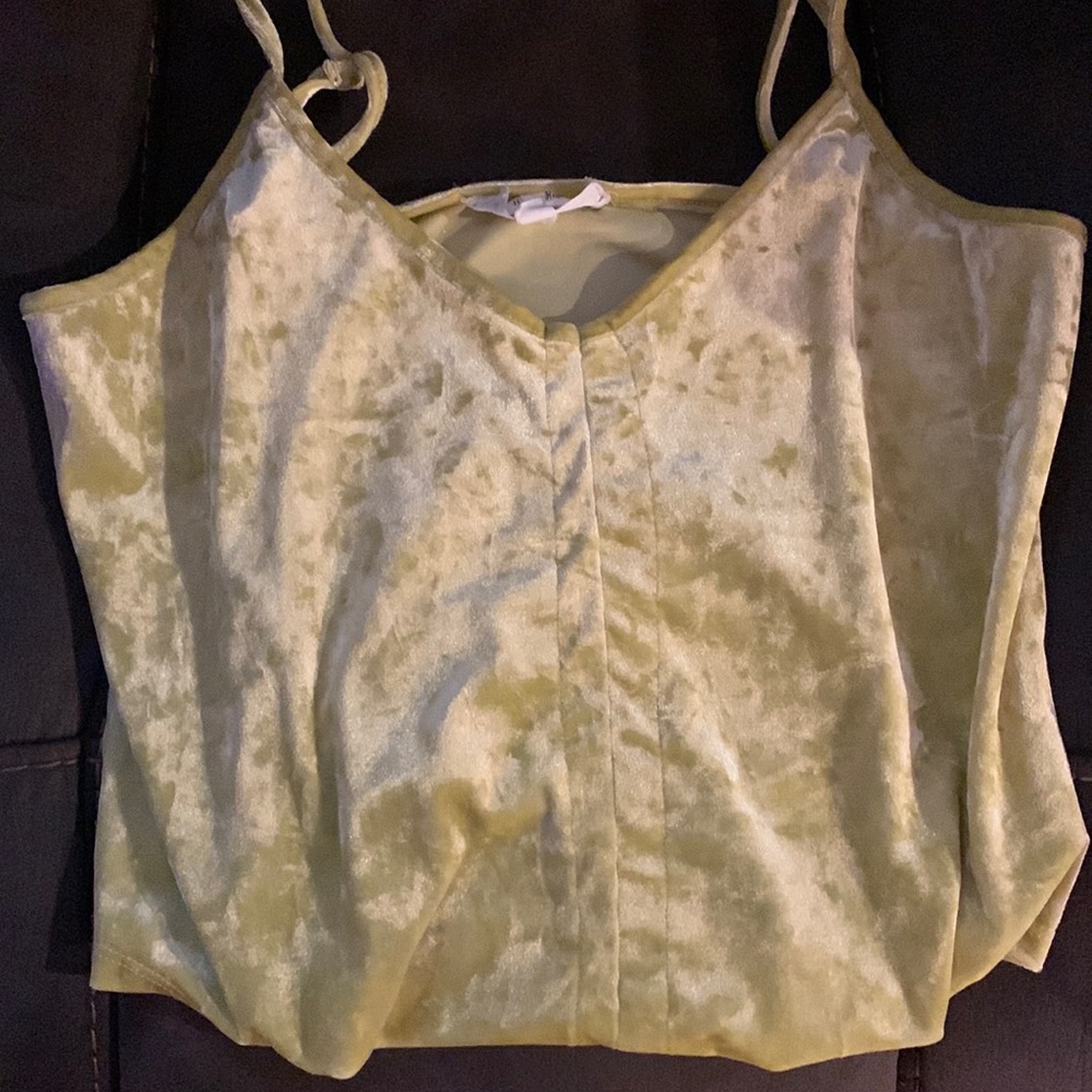 Yellow velvet crop top